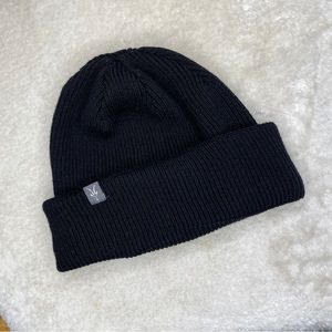 Ibex Black Merino Wool Cuffed Beanie